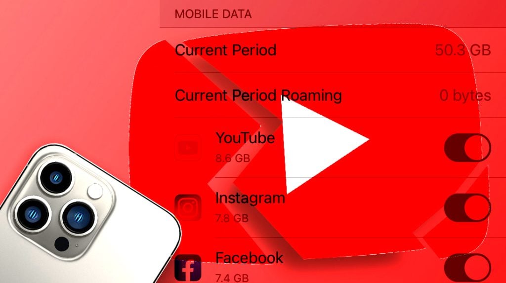 YouTube data usage on iphone